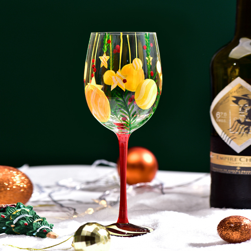 Bicchiere da vino in vetro creativo di Natale