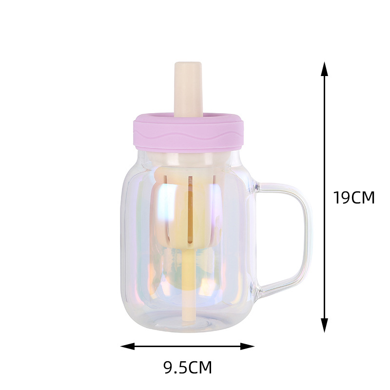 Bicchiere in vetro borosilicato ad alto contenuto di dopamina con cannuccia
