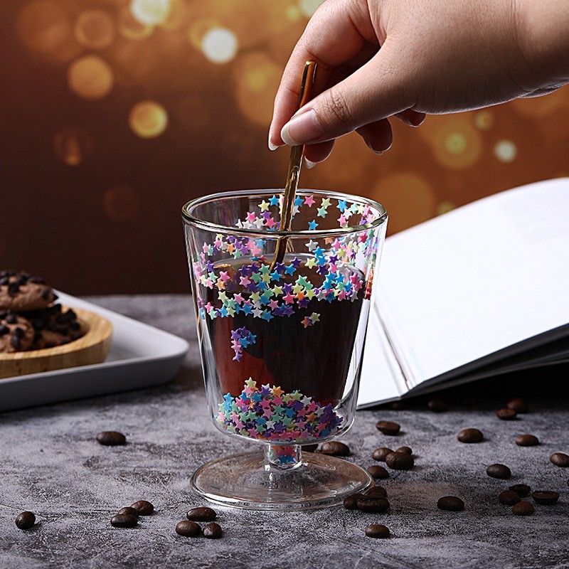 Tazza per il latte in vetro colorato a doppio strato