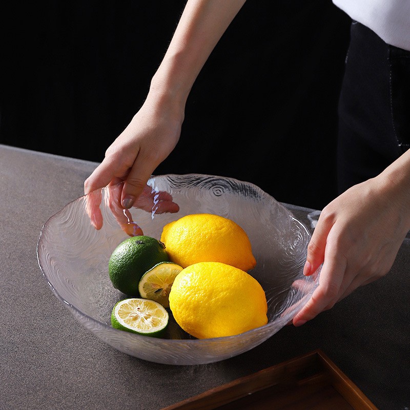 Piatto da frutta in vetro con anello di crescita