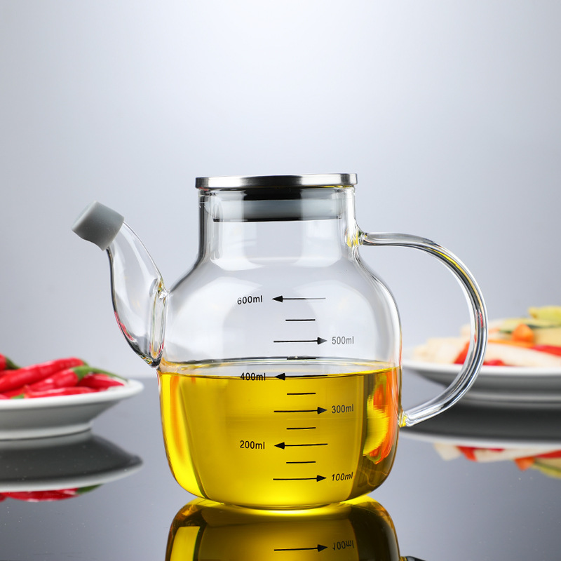 Bottiglia per olio in vetro di buon auspicio ad alto contenuto borosilicato