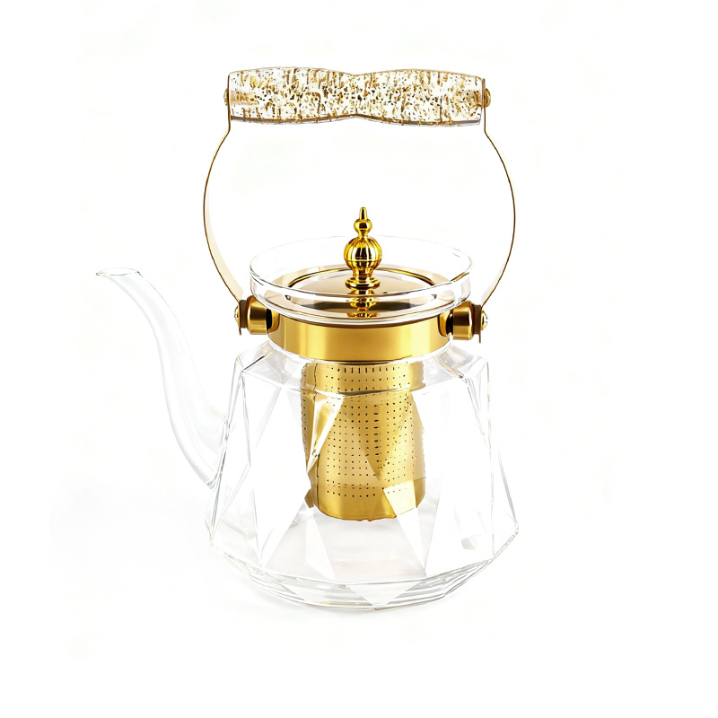 Teiera con filtro in vetro borosilicato per uso domestico
